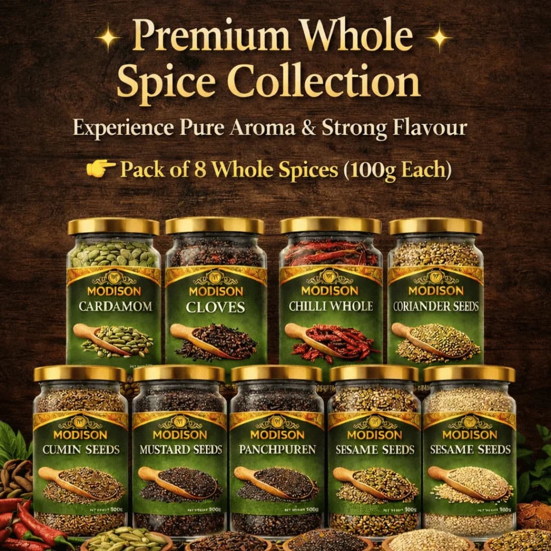 Premium Whole Spice Collection – Pack of 8 (100g Each) by Modison