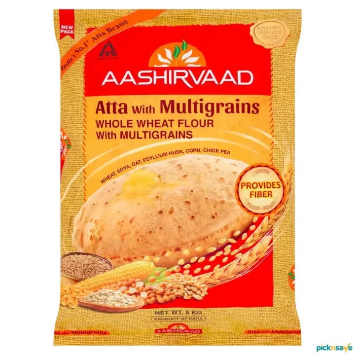 Aashirvaad Atta With Multigrains Whole Wheat Flour 5kg by Aashirvaad, view 2