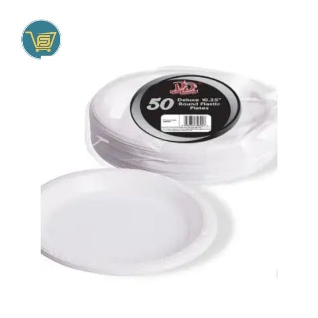 Deluxe Round Plastic Plates 50pc by Deluxe, view 1