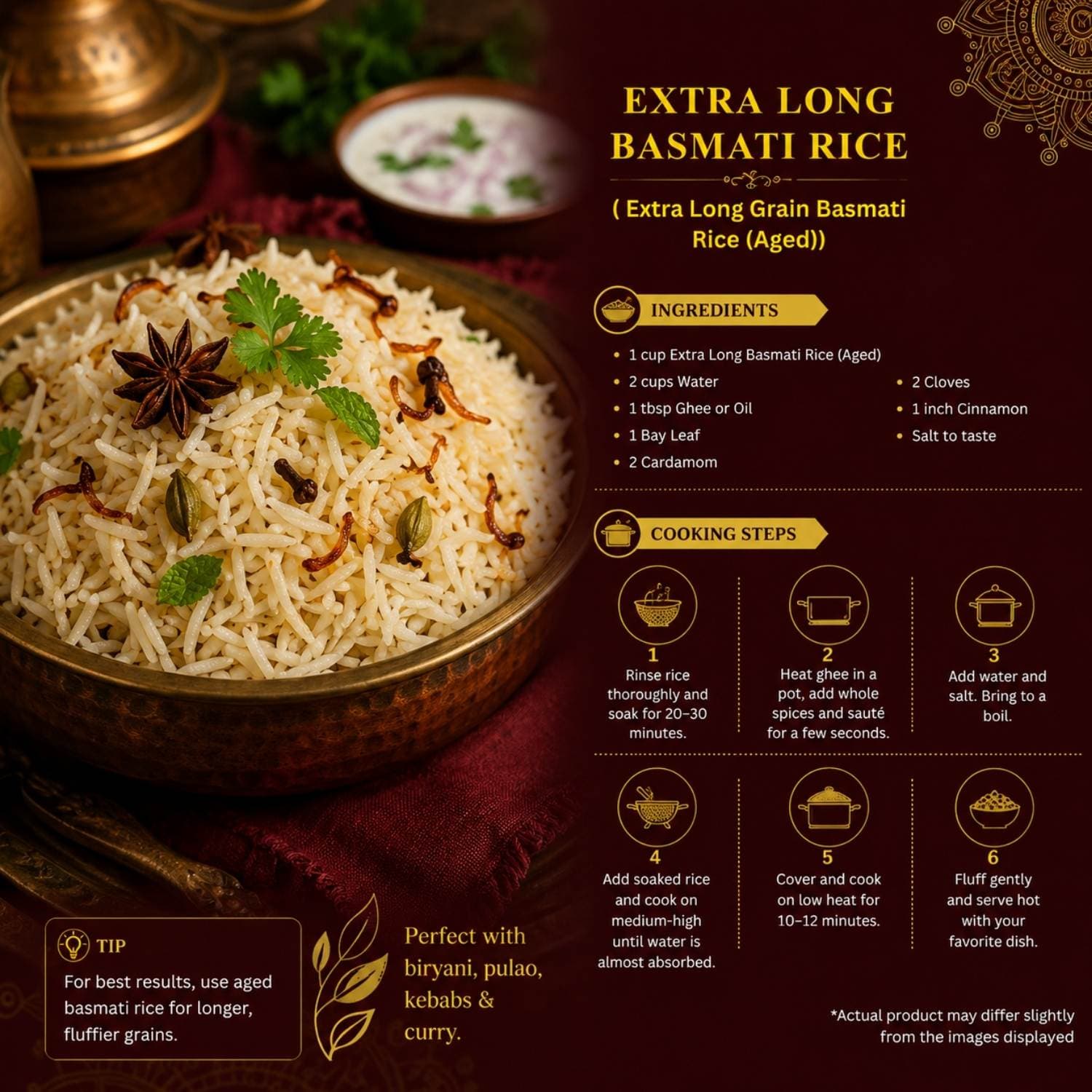 MODISON Extra Long Basmati Rice Aged Long Grain White Rice 1kg by Modison, view 4