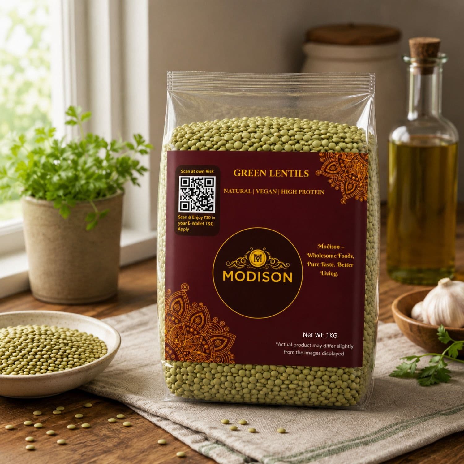 Green Lentils 1KG by Modison, view 6