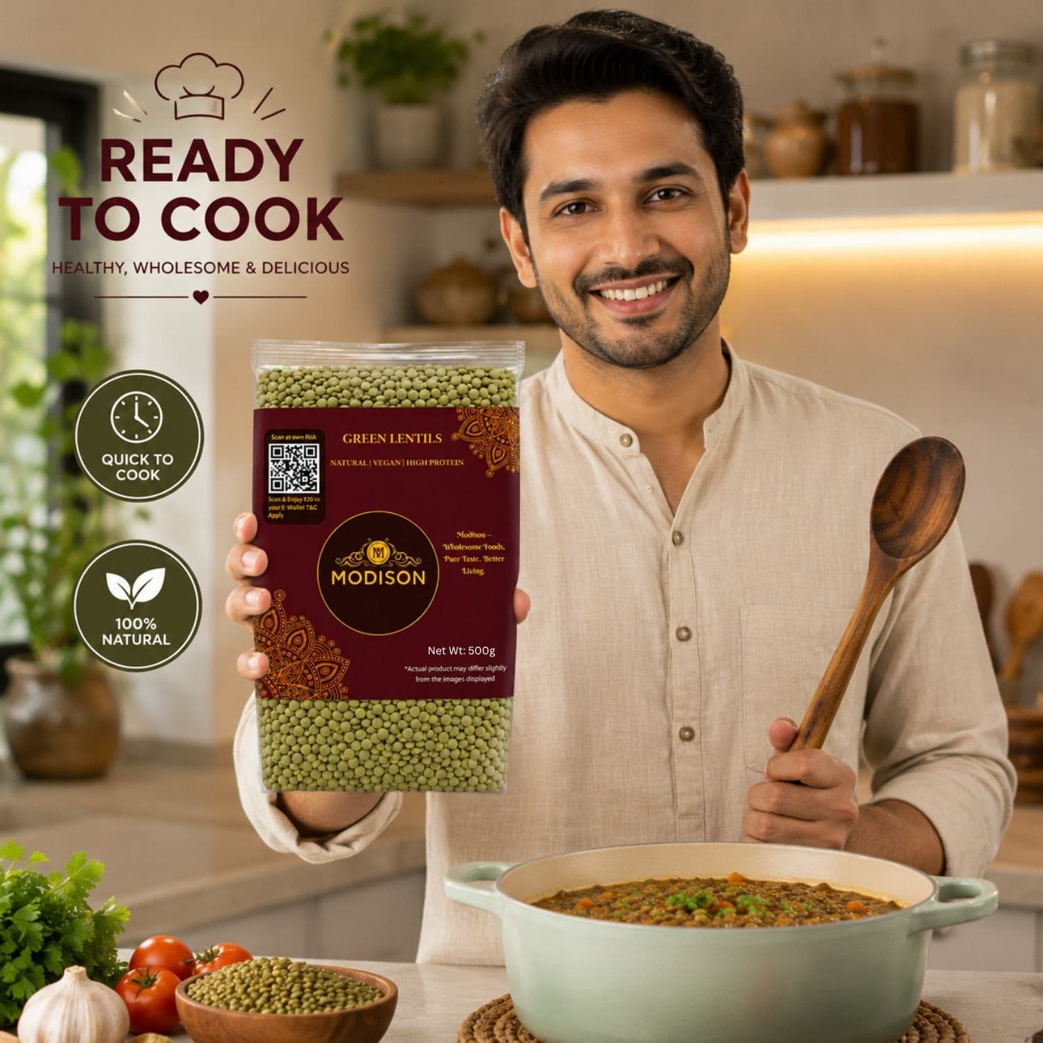 Green Lentils 500g by Modison, view 7