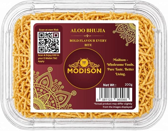 MODISON Aloo Bhujia Authentic Indian Namkeen Snack 200g by Modison, view 1