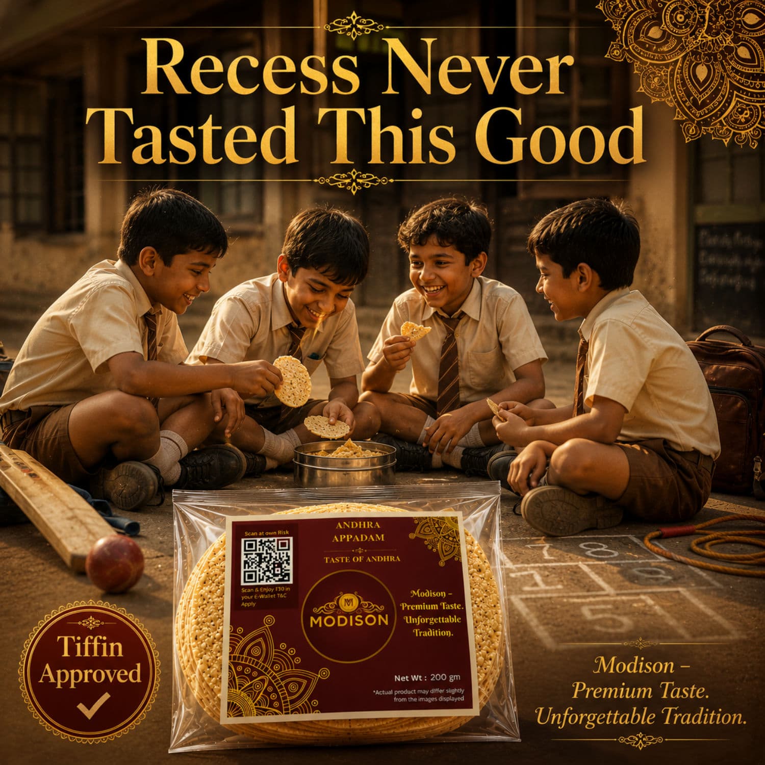 MODISON Andhra Appadam Indian Papad Crispy Lentil Wafer 200g by Modison, view 7