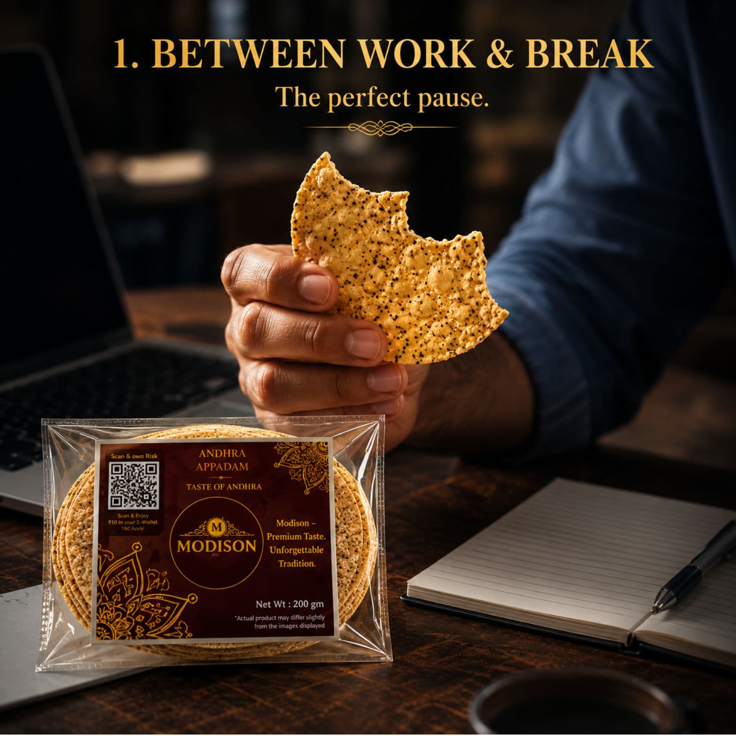 MODISON Andhra Appadam Indian Papad Crispy Lentil Wafer 200g by Modison, view 8