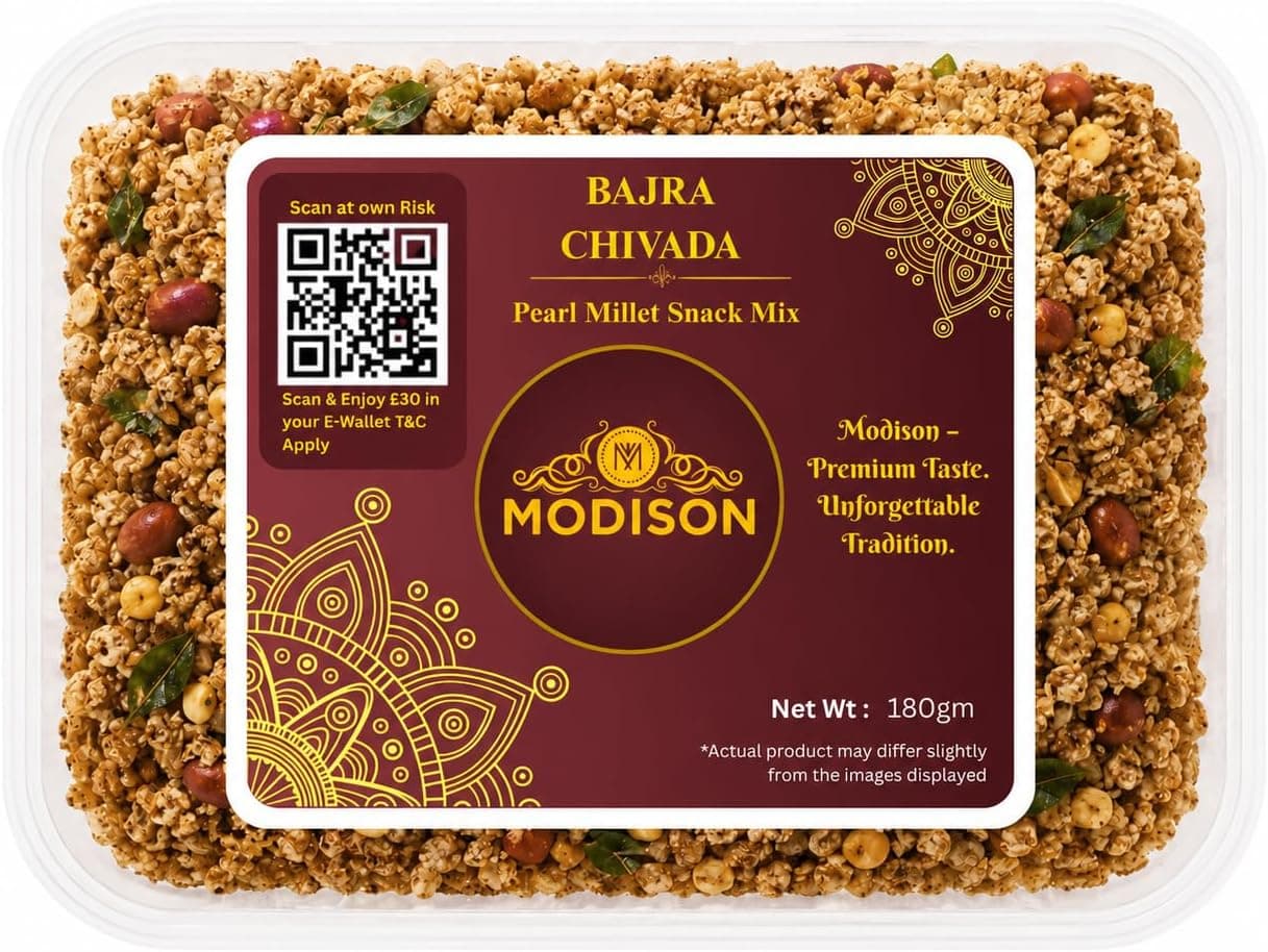 MODISON Bajra Chivda Indian Namkeen Crispy Pearl Millet 180g