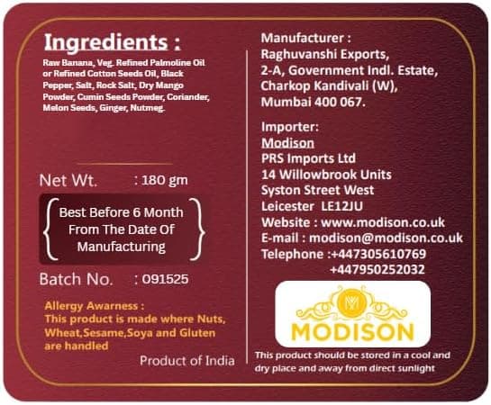 MODISON Banana Black Pepper Wafers Indian Snacks Crispy 360g by Modison, view 6