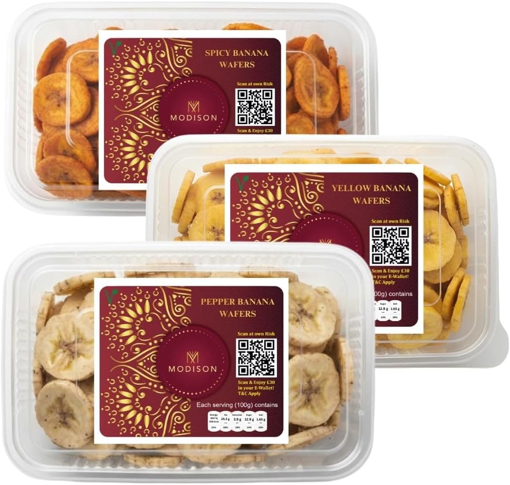 MODISON Banana Wafers Combo Indian Snacks Crispy Chips 540g by Modison, view 1