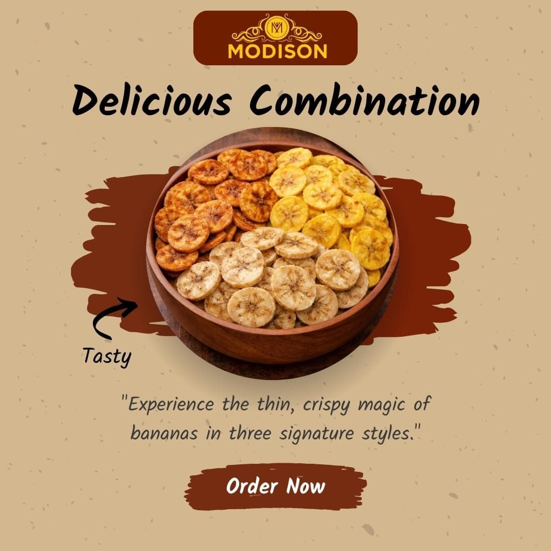 MODISON Banana Wafers Combo Indian Snacks Crispy Chips 540g by Modison, view 5