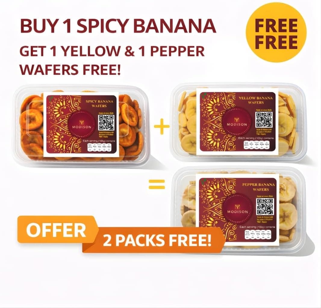 MODISON Banana Wafers Combo Indian Snacks Crispy Chips 540g by Modison, view 8