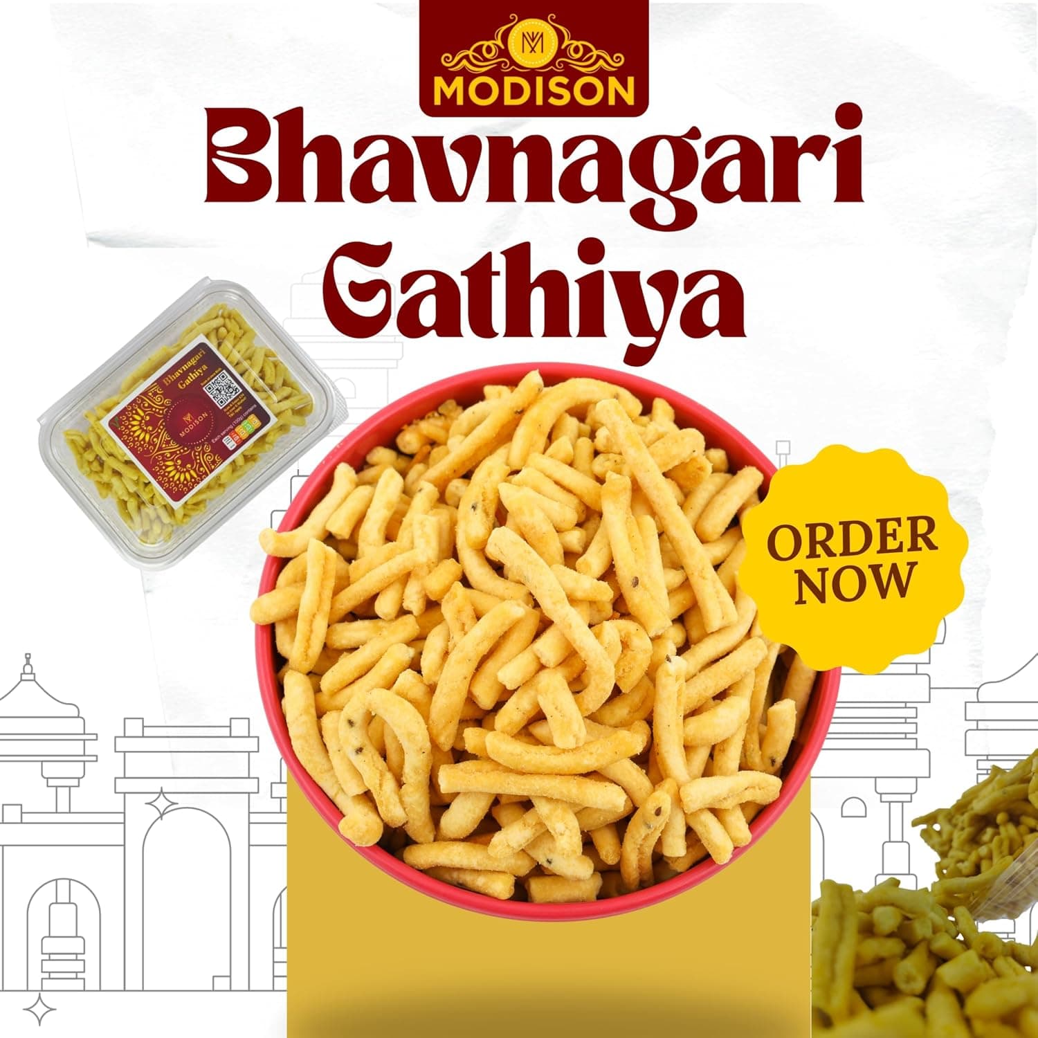 MODISON Bhavnagari Gathiya Indian Snacks Crispy Gujarati 180g by Modison, view 8