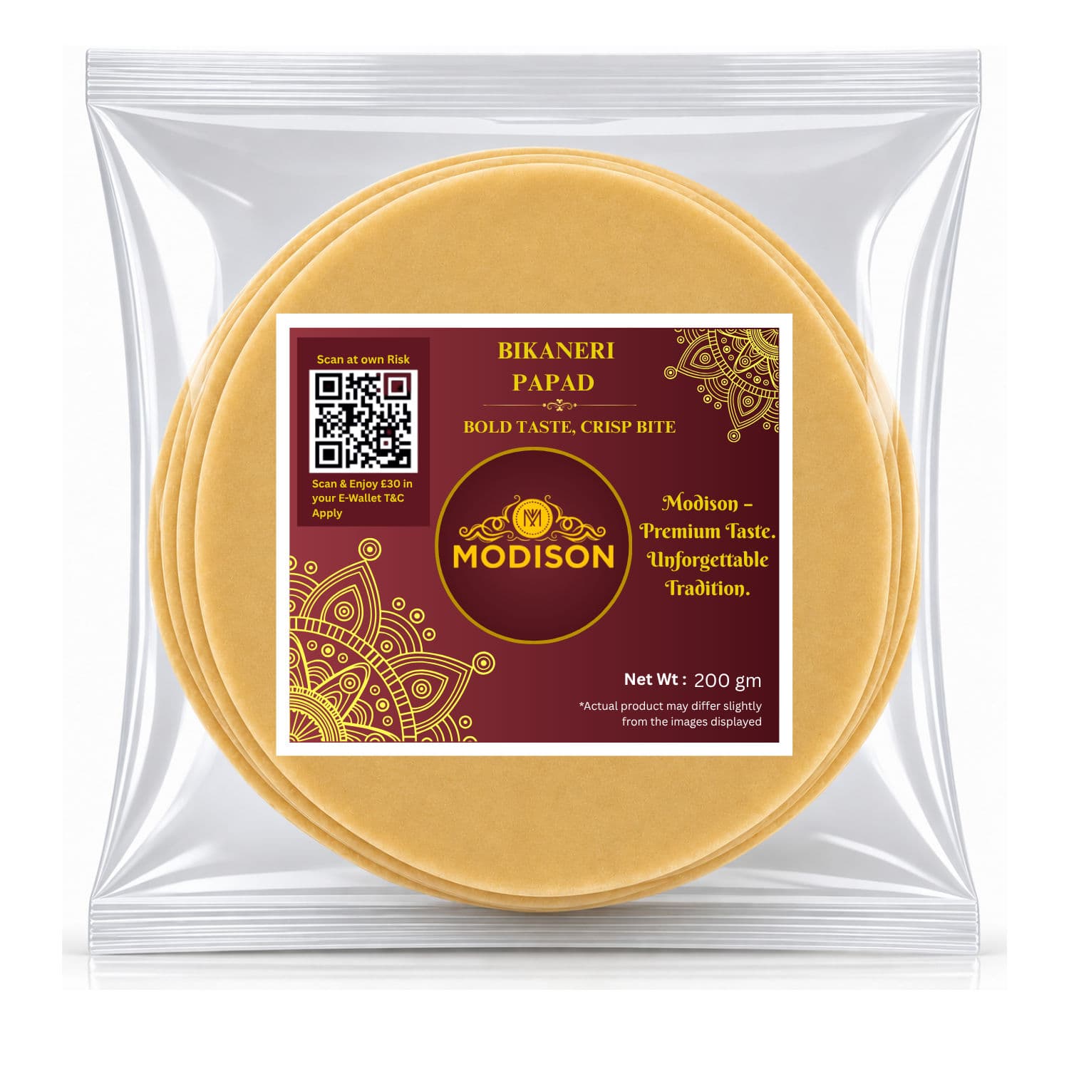 MODISON Bikaneri Papad Indian Papad Crispy Rajasthani 200g by Modison, view 1