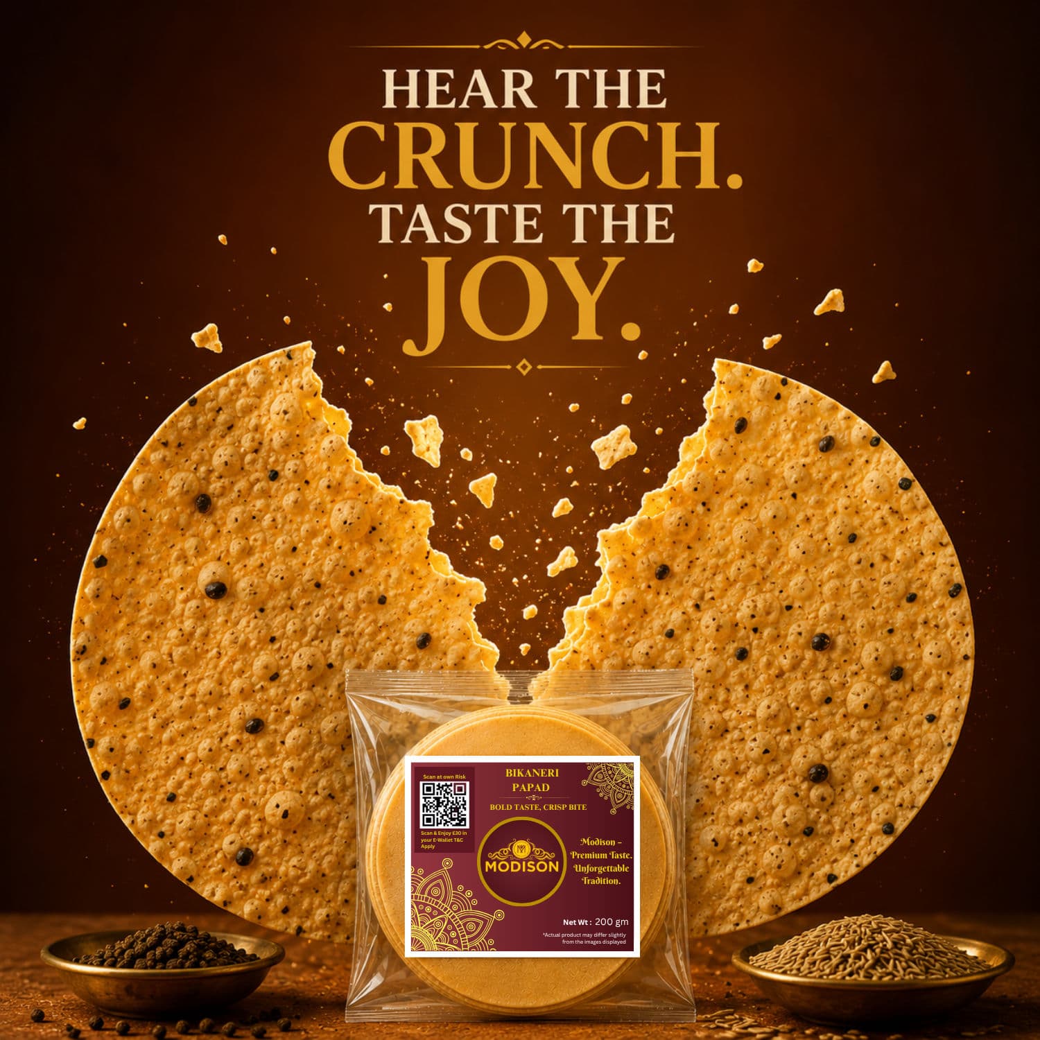 MODISON Bikaneri Papad Indian Papad Crispy Rajasthani 200g by Modison, view 6