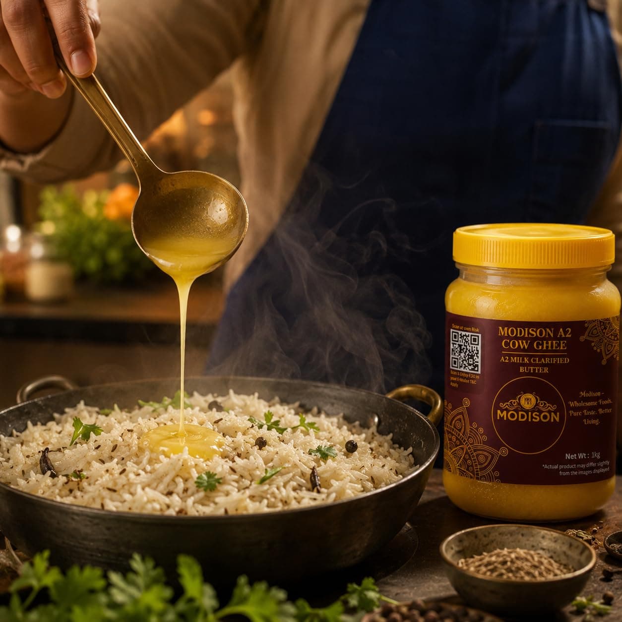 MODISON Bilona A2 Ghee A2 Milk Clarified Butter 1kg by Modison, view 3