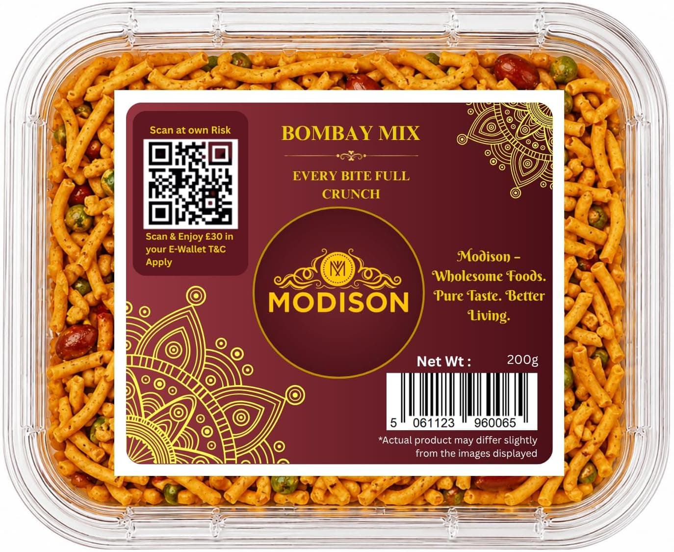 MODISON Bombay Mix Indian Namkeen Snack Traditional Savoury 200g by Modison, view 1