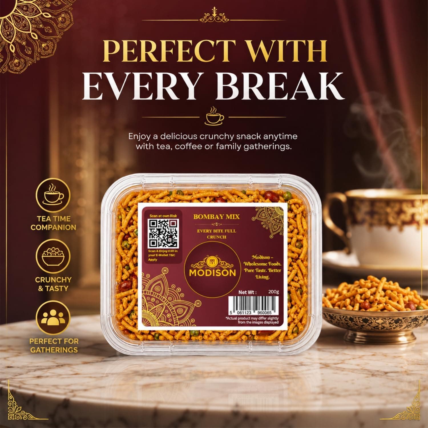 MODISON Bombay Mix Indian Namkeen Snack Traditional Savoury 200g by Modison, view 4