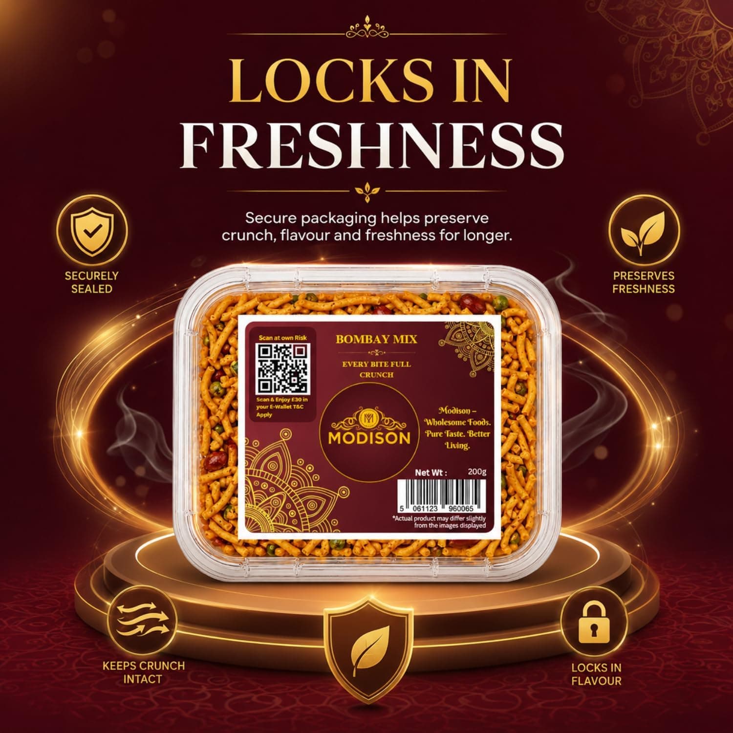 MODISON Bombay Mix Indian Namkeen Snack Traditional Savoury 200g by Modison, view 5
