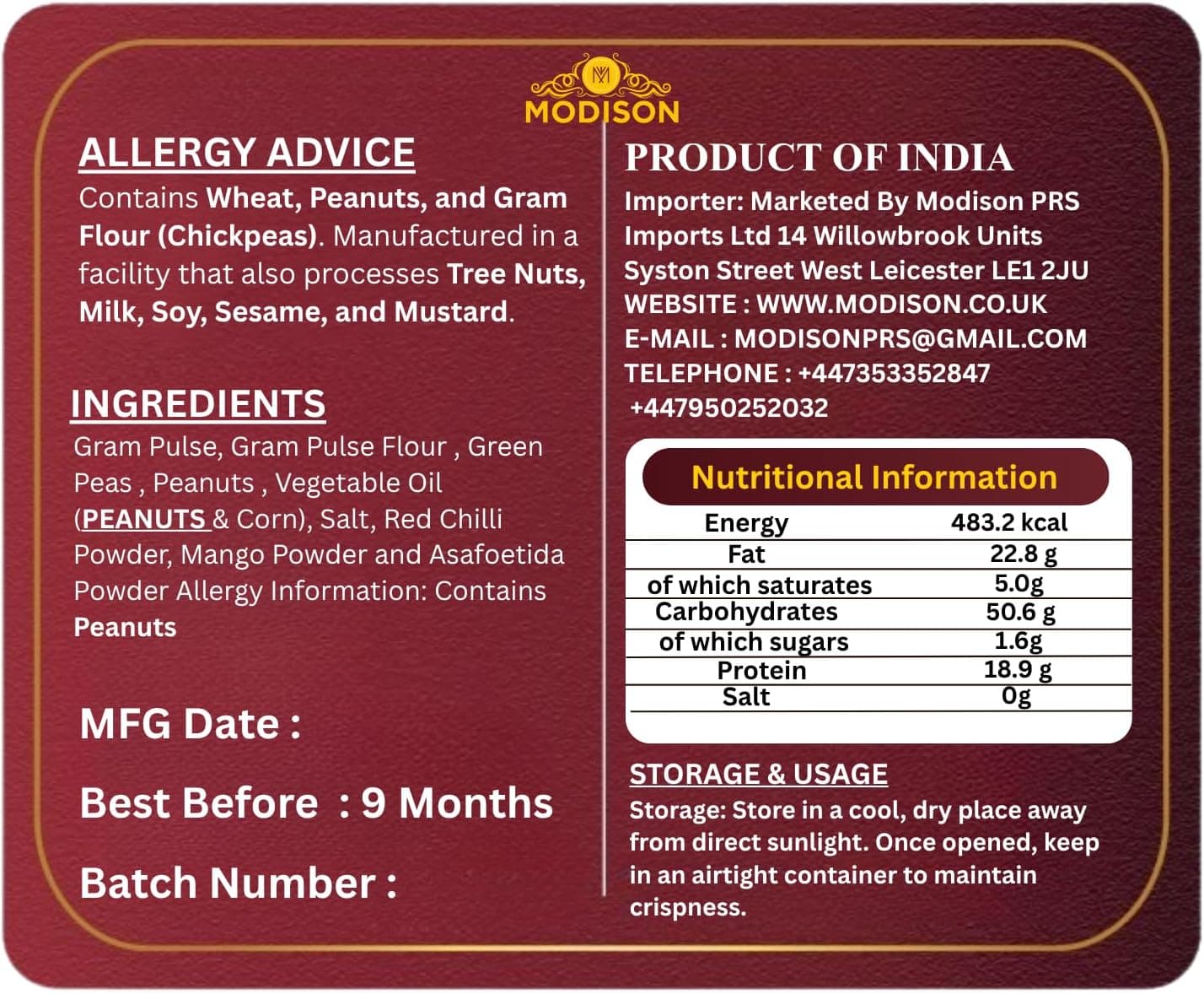 MODISON Bombay Mix Indian Namkeen Snack Traditional Savoury 200g by Modison, view 9
