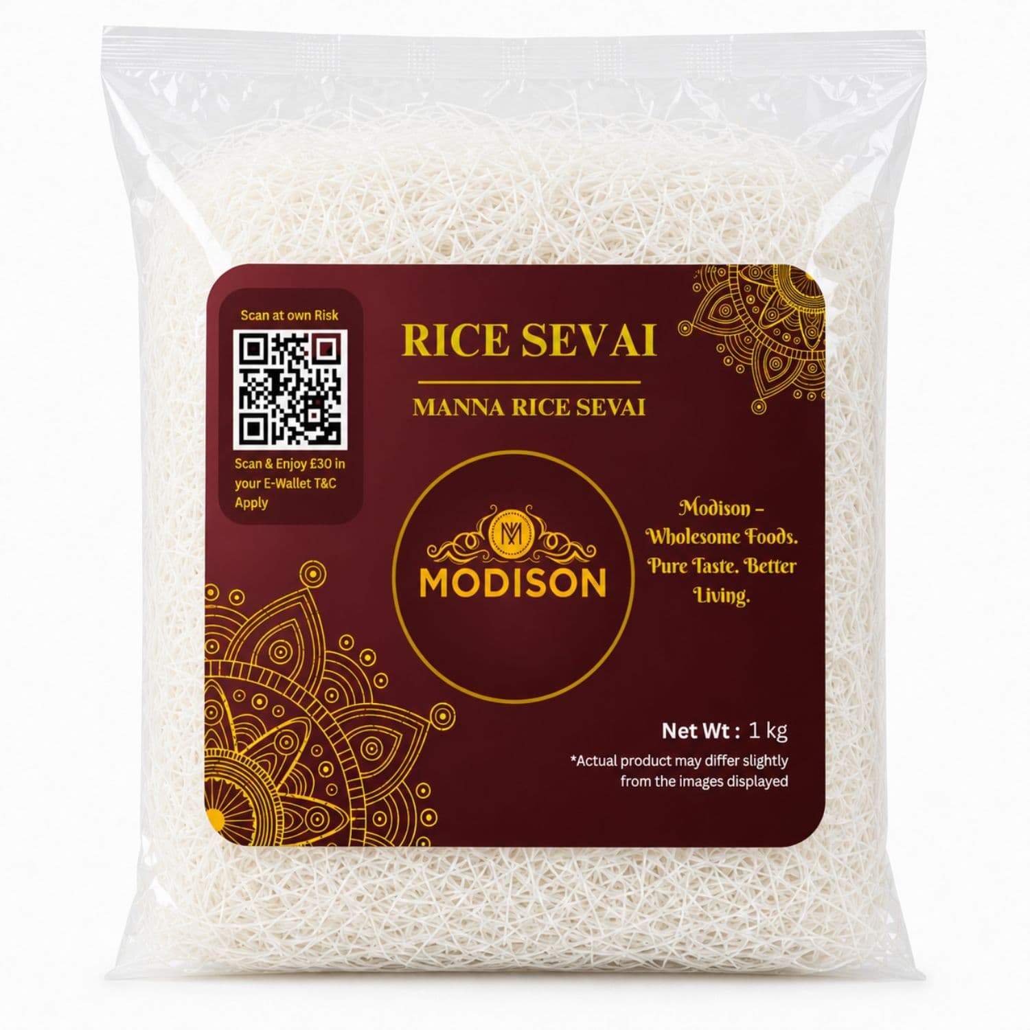 MODISON Brown Rice Sevai Rice Noodles, Brown Rice Vermicelli, 1 kg by Modison