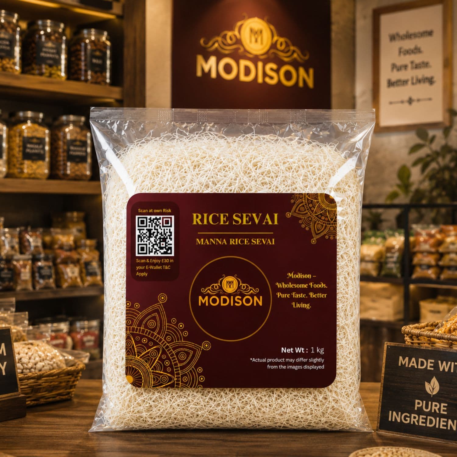 MODISON Brown Rice Sevai Rice Noodles, Brown Rice Vermicelli, 1 kg by Modison, view 5