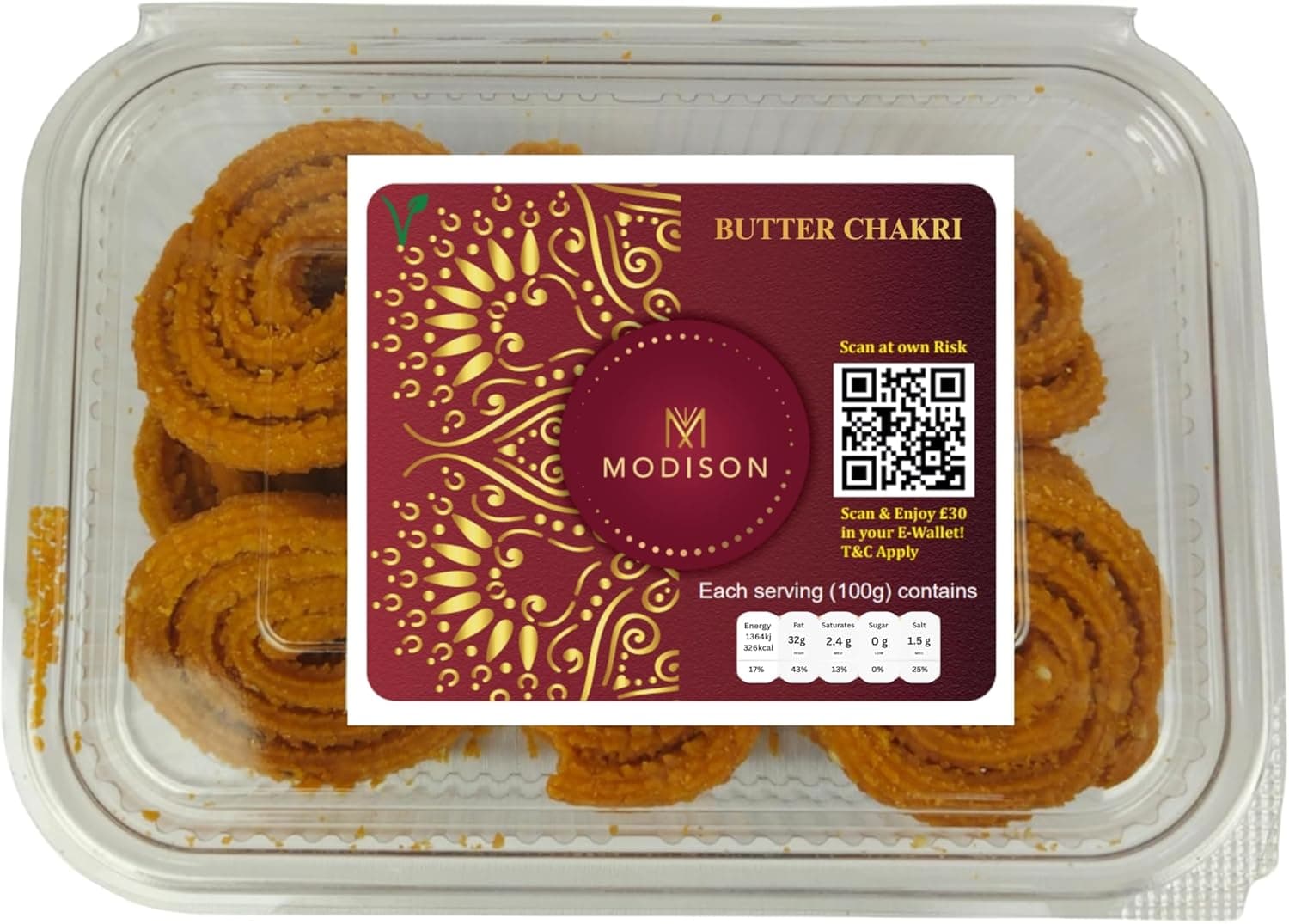 MODISON Butter Chakri Indian Snacks Crispy Gujarati 180g by Modison, view 1