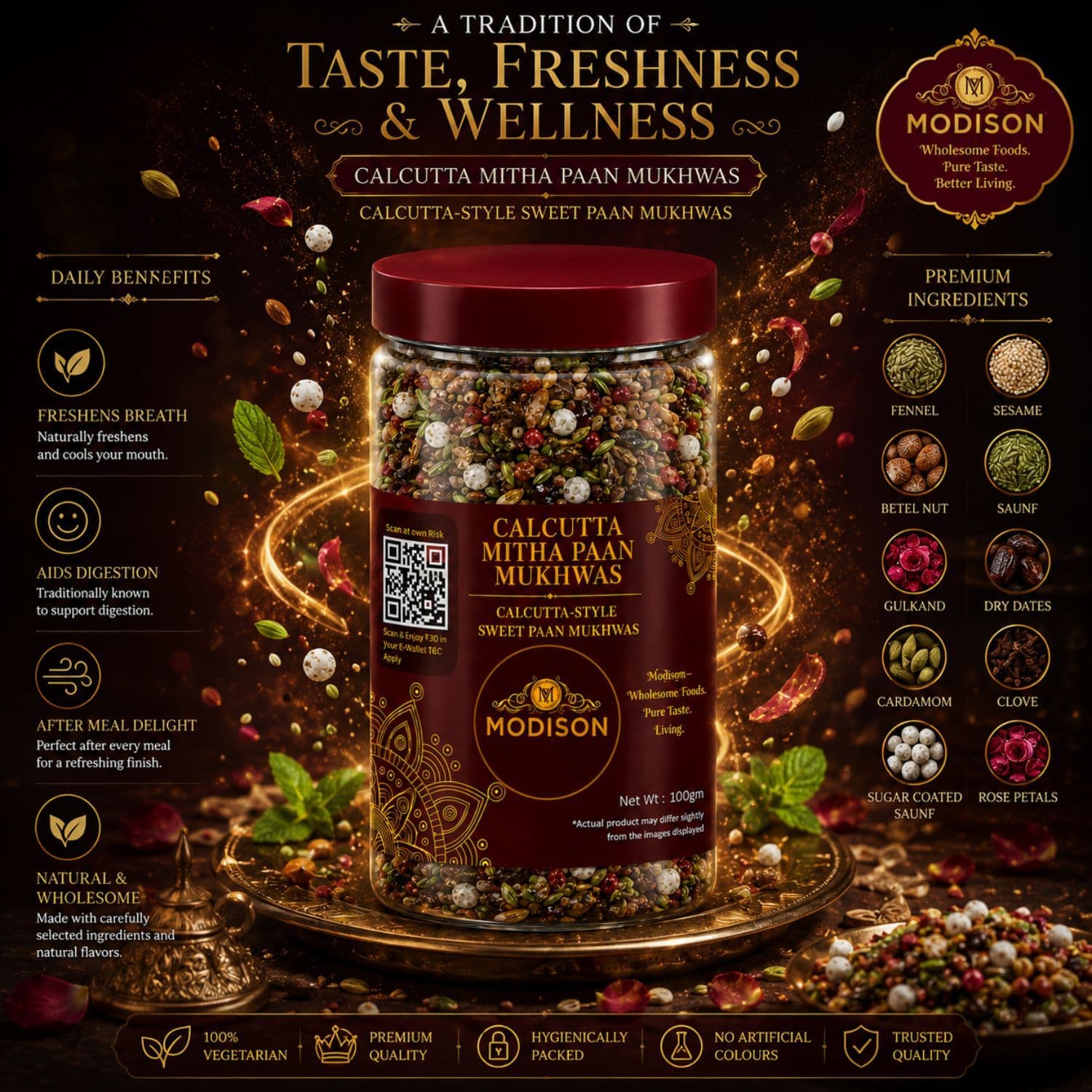 MODISON Calcutta Mitha Paan Indian Mouth Freshener 100g by Modison, view 2
