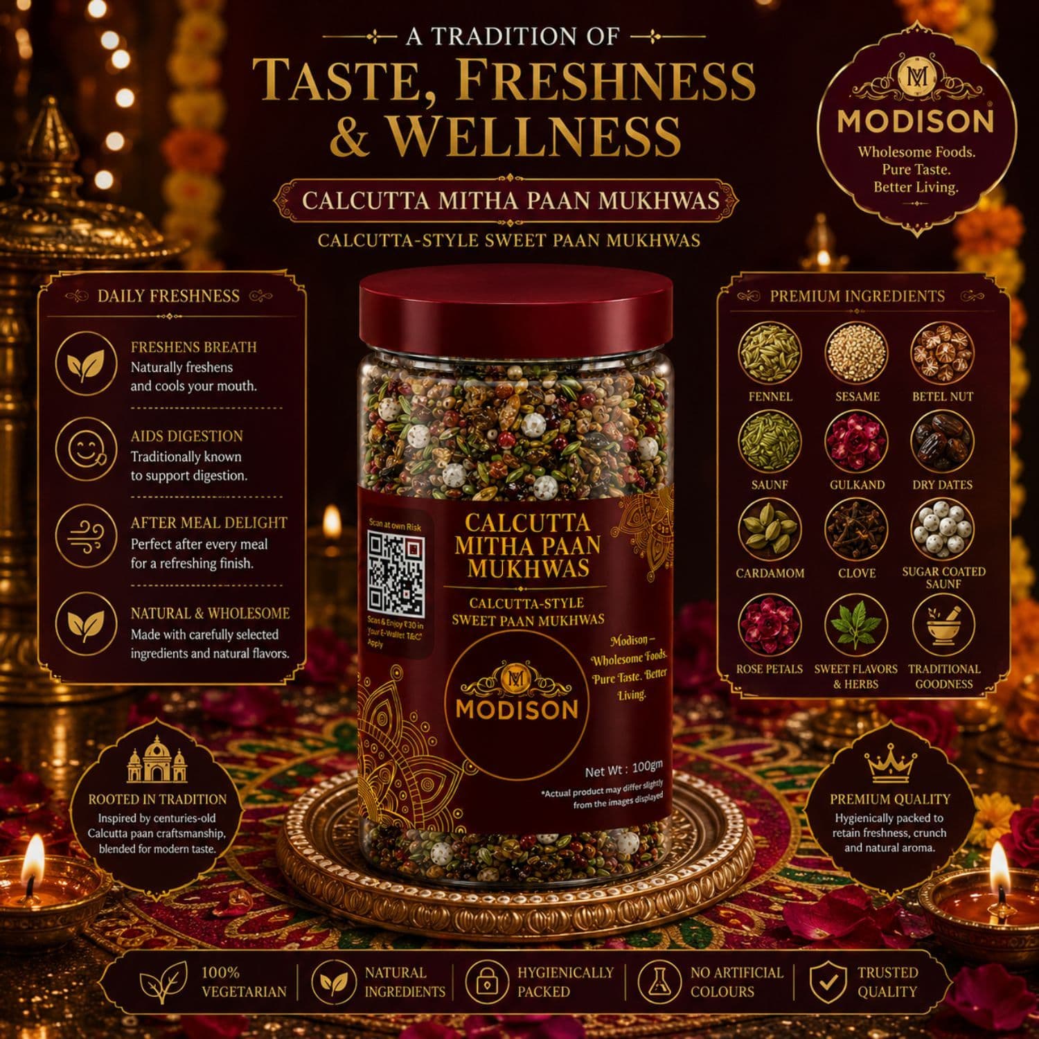 MODISON Calcutta Mitha Paan Indian Mouth Freshener 100g by Modison, view 4