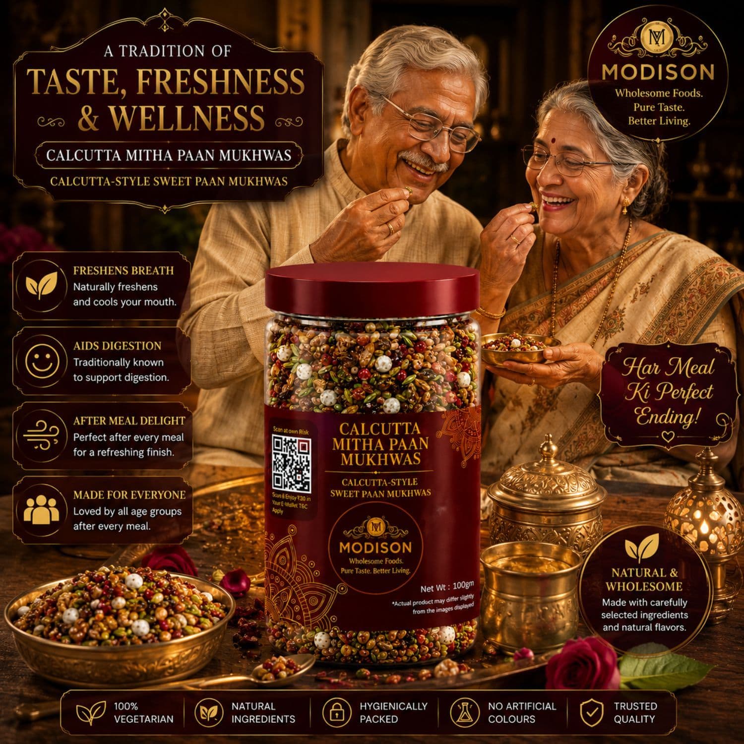 MODISON Calcutta Mitha Paan Indian Mouth Freshener 100g by Modison, view 7