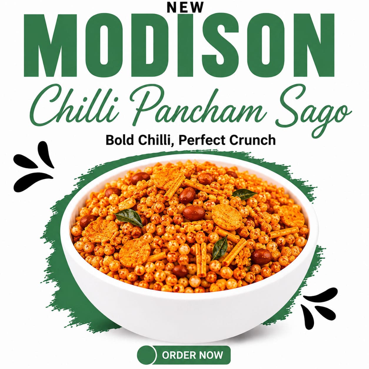 MODISON Chilli Pancham Sago Indian Namkeen Spicy Sabudana 180g