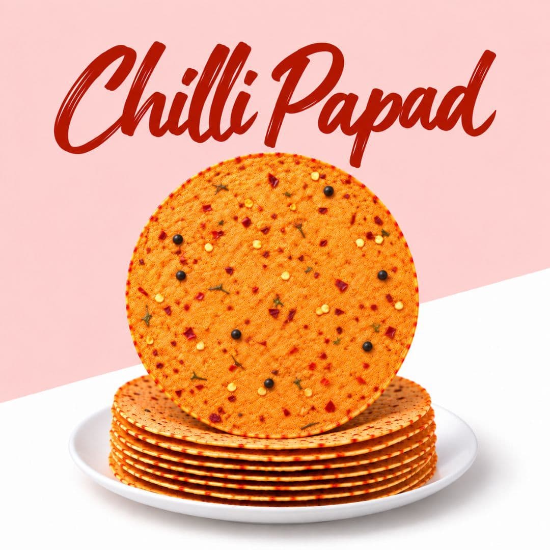 MODISON Chilli Papad Indian Papad Spicy Lentil Wafer 200g