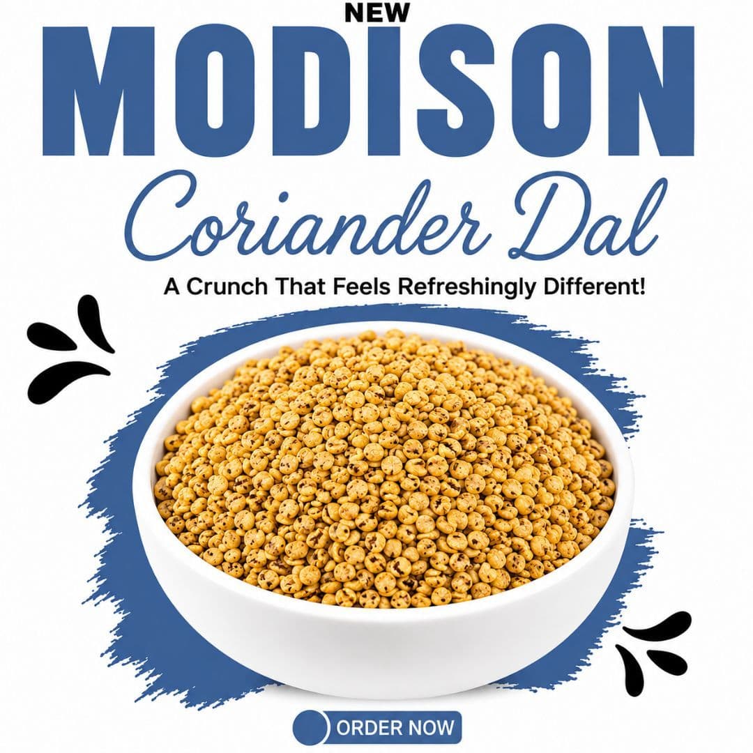 MODISON Coriander Dal Indian Namkeen Crispy Roasted Snack 180g