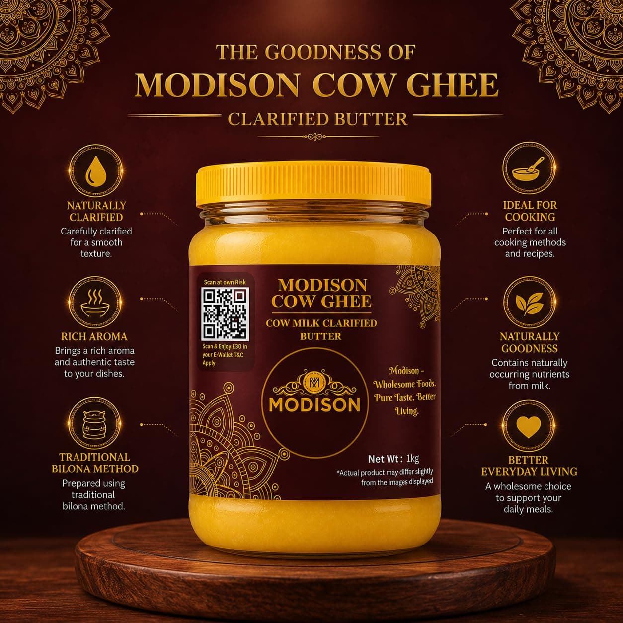 MODISON Cow Ghee Cow Milk Clarified Butter 1kg by Modison, view 3