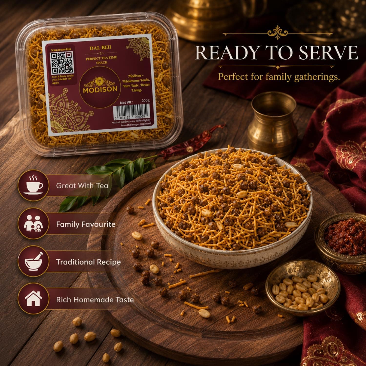 MODISON Dal Biji Indian Namkeen Snack Traditional Savoury 200g by Modison, view 5
