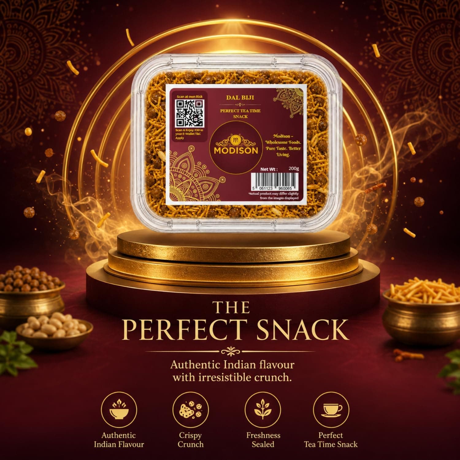 MODISON Dal Biji Indian Namkeen Snack Traditional Savoury 200g by Modison, view 7