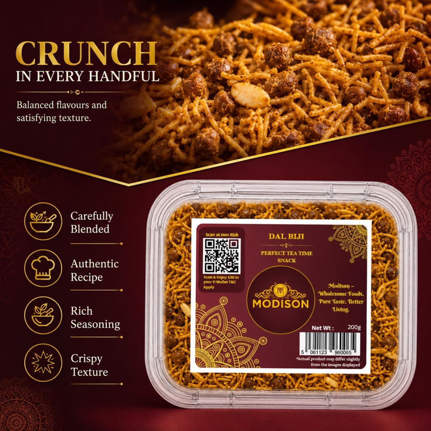 MODISON Dal Biji Indian Namkeen Snack Traditional Savoury 200g by Modison, view 8