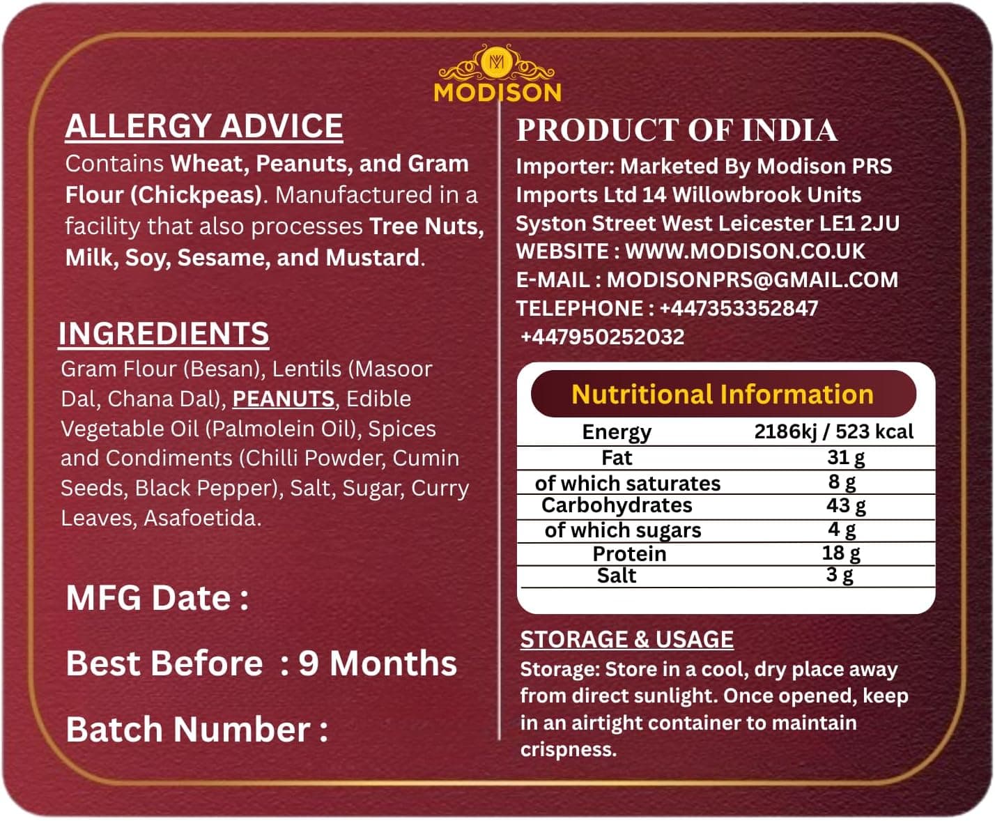 MODISON Dal Biji Indian Namkeen Snack Traditional Savoury 200g by Modison, view 9