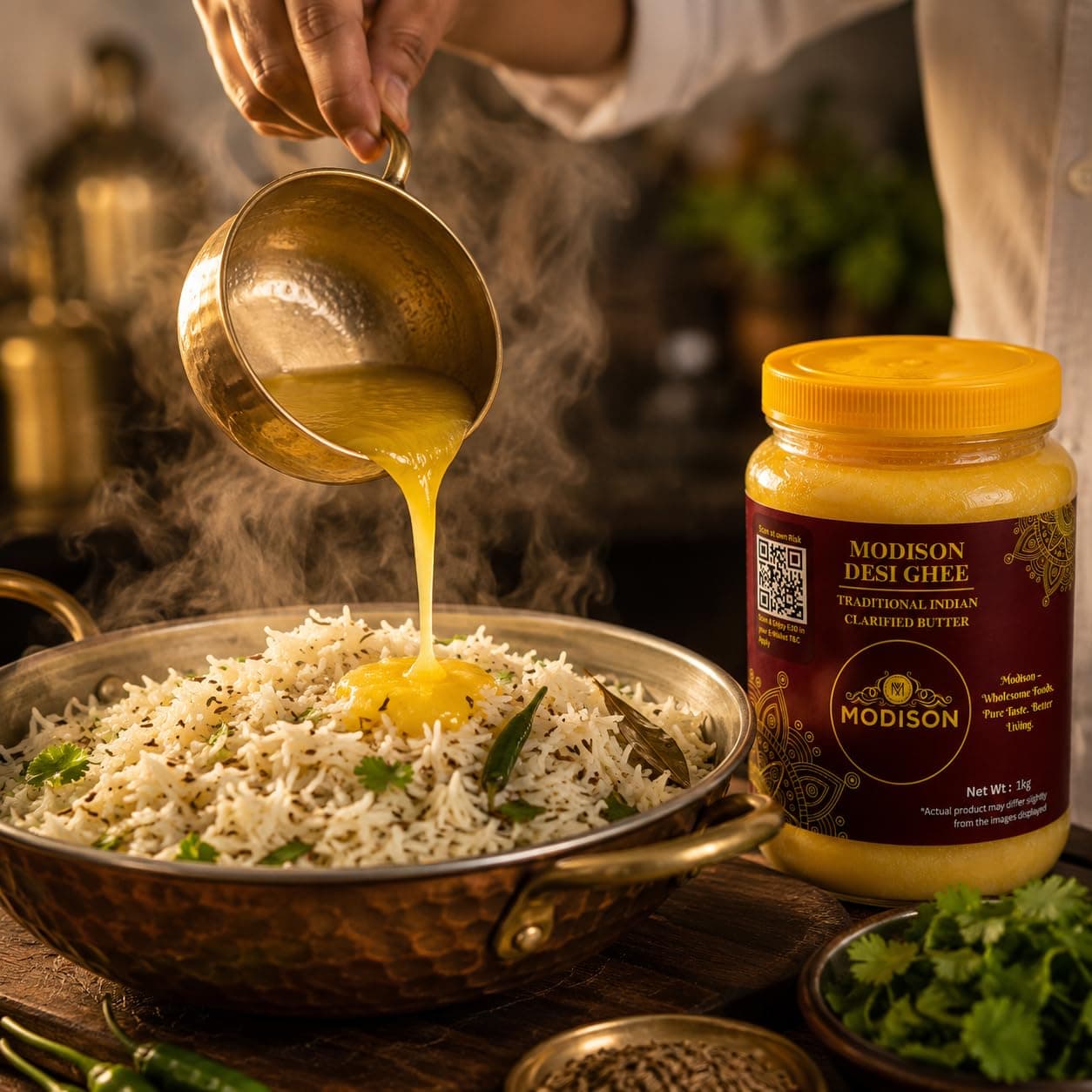 MODISON Desi Ghee Clarified Butter Pure Milk Fat 1kg-copy by Modison, view 4