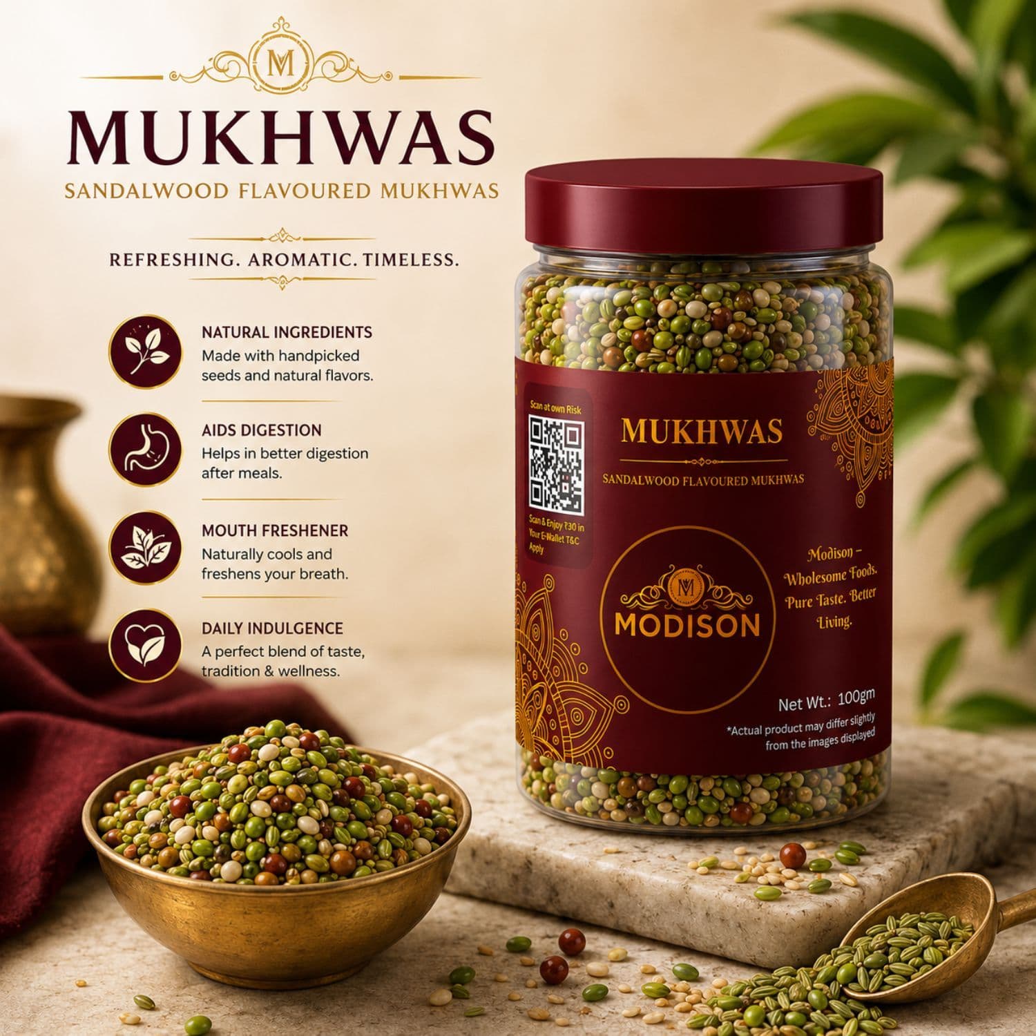 MODISON Fennel Coriander Blend Indian Mouth Freshener 100g by Modison, view 3