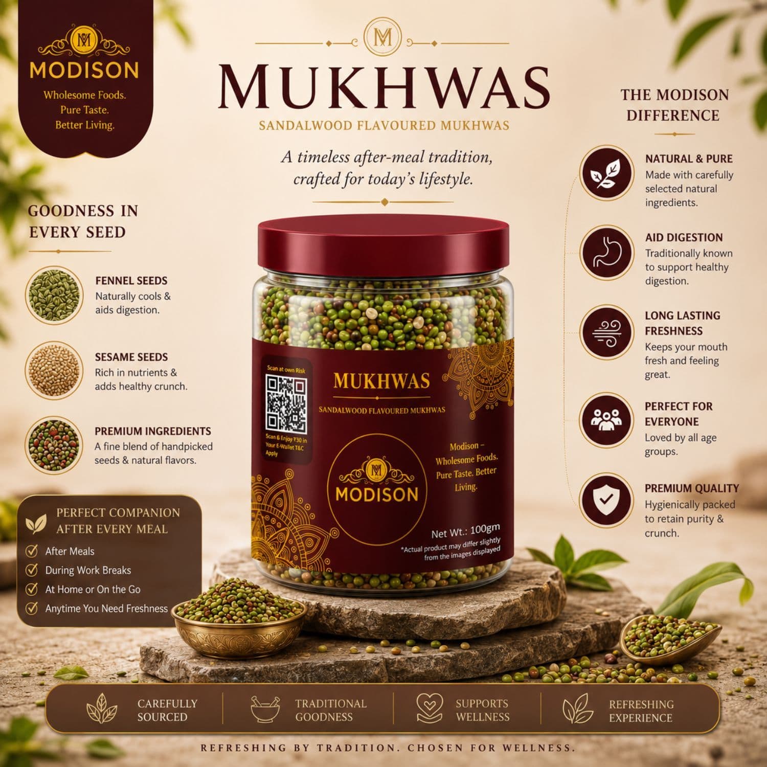 MODISON Fennel Coriander Blend Indian Mouth Freshener 100g by Modison, view 4