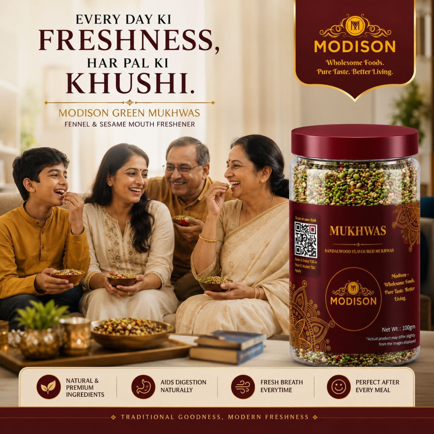 MODISON Fennel Coriander Blend Indian Mouth Freshener 100g by Modison, view 5