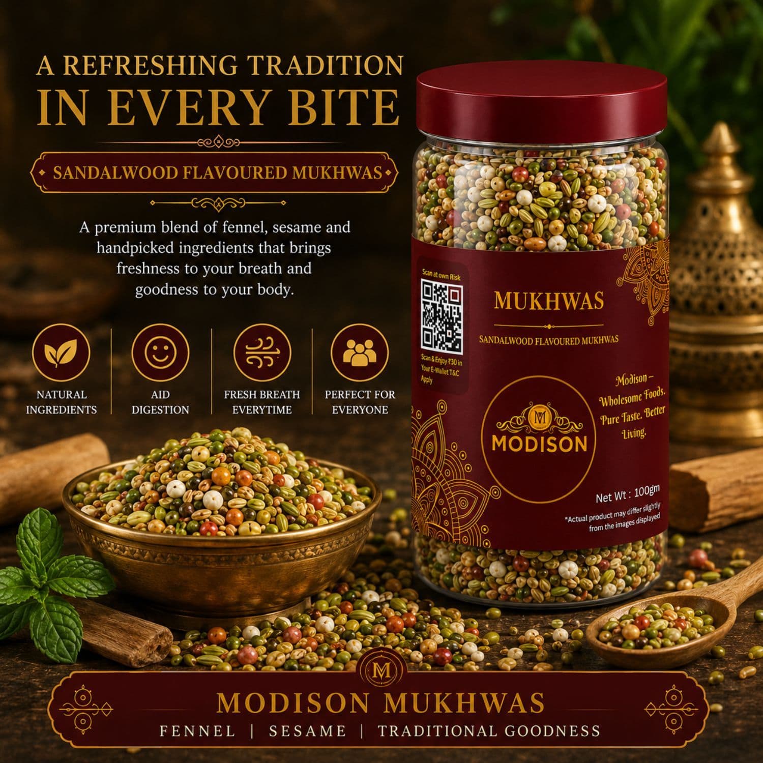 MODISON Fennel Coriander Blend Indian Mouth Freshener 100g by Modison, view 7