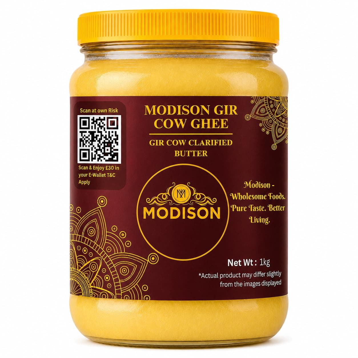 MODISON Gir Cow Ghee Clarified Butter Pure Milk Fat 1kg by Modison, view 1