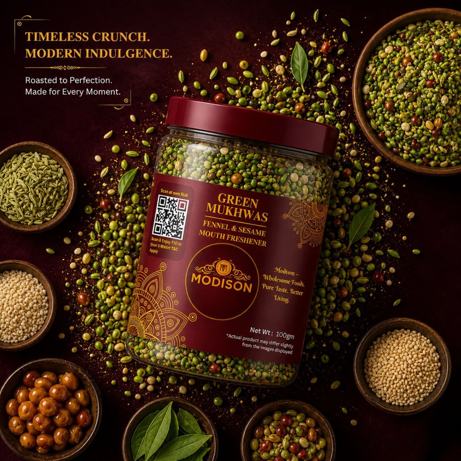MODISON Green Mukhwas Indian Mouth Freshener Aniseed Coriander 100g by Modison, view 4
