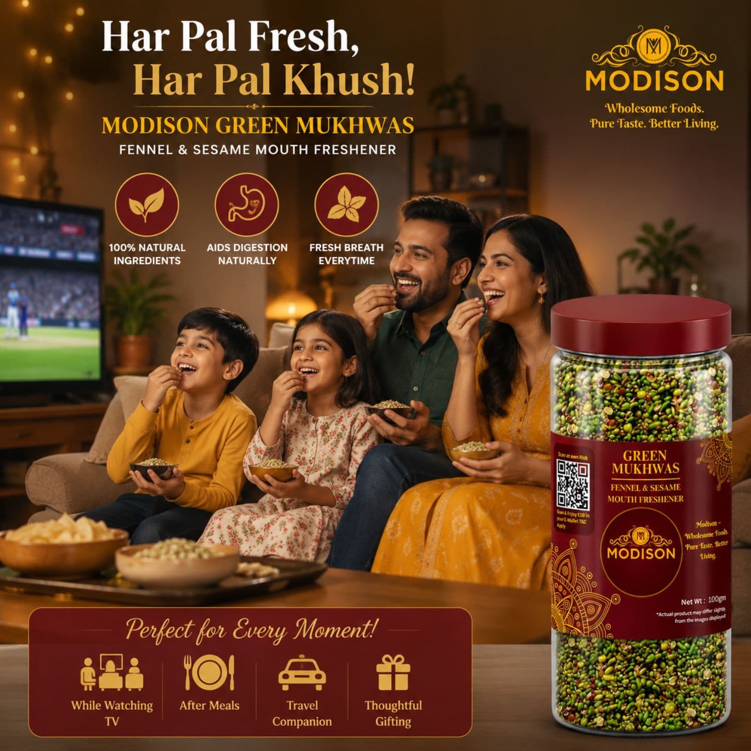 MODISON Green Mukhwas Indian Mouth Freshener Aniseed Coriander 100g by Modison, view 5