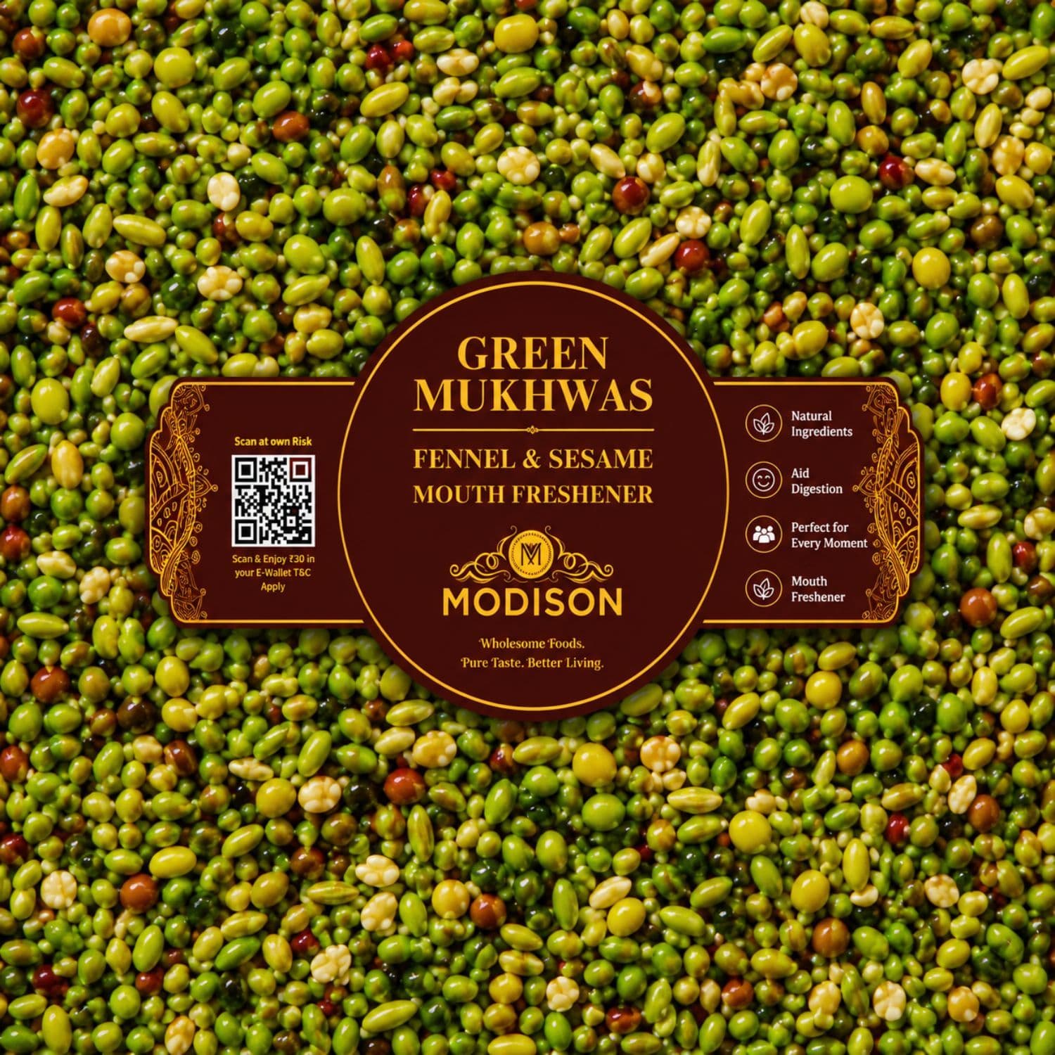 MODISON Green Mukhwas Indian Mouth Freshener Aniseed Coriander 100g by Modison, view 6