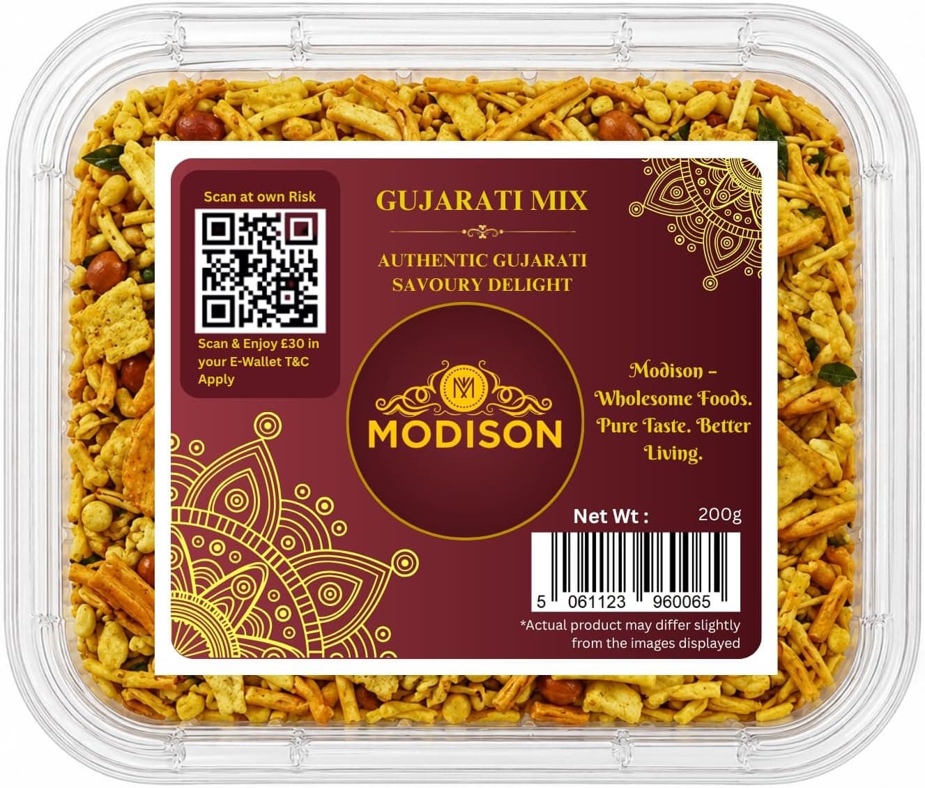 MODISON Gujarati Mix Indian Namkeen Snack Traditional Savoury 200g by Modison, view 1