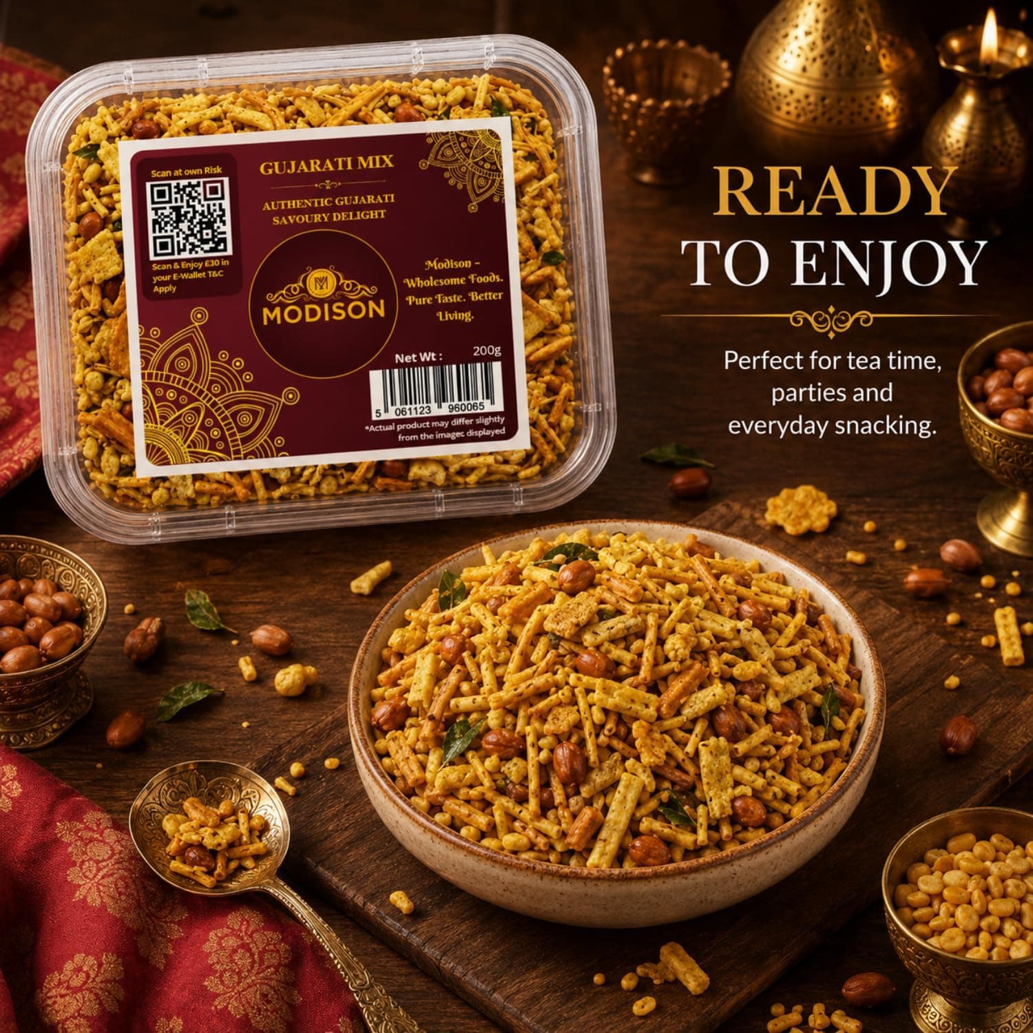 MODISON Gujarati Mix Indian Namkeen Snack Traditional Savoury 200g by Modison, view 4