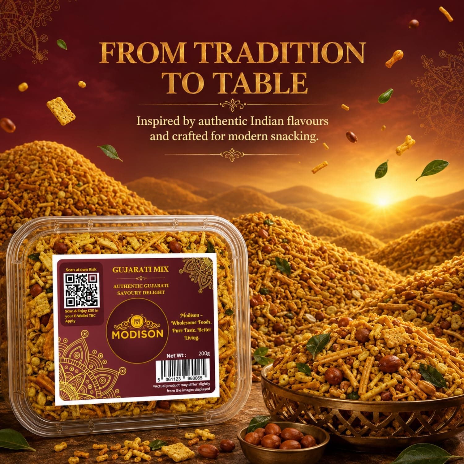 MODISON Gujarati Mix Indian Namkeen Snack Traditional Savoury 200g by Modison, view 5