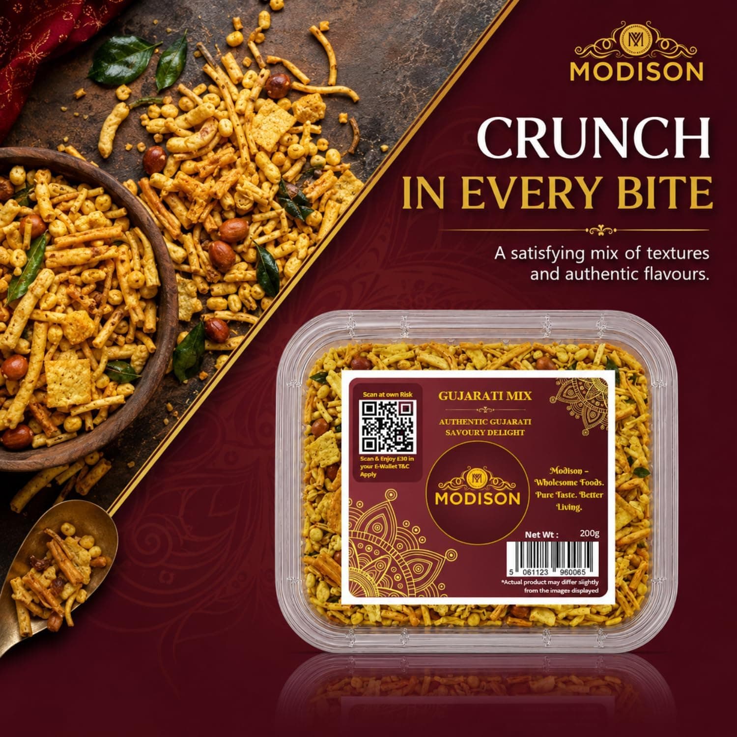MODISON Gujarati Mix Indian Namkeen Snack Traditional Savoury 200g by Modison, view 6