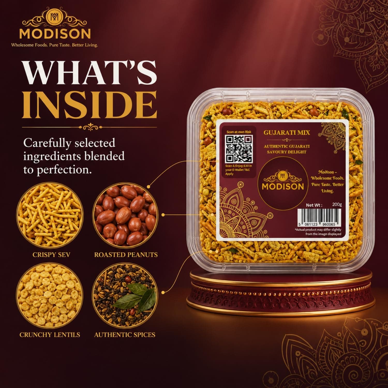 MODISON Gujarati Mix Indian Namkeen Snack Traditional Savoury 200g by Modison, view 8